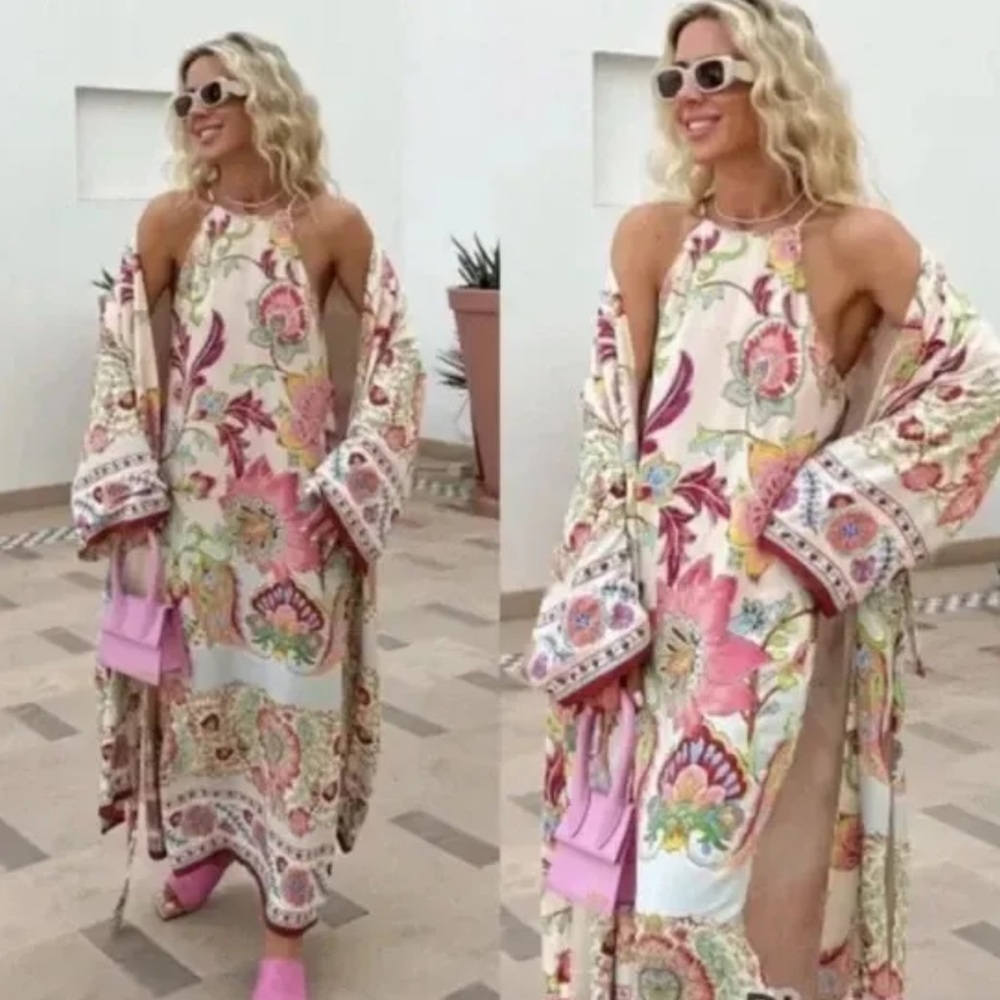 NWT ZARA BLOGGER FAVE FLOWING PRINTED MAXI DRESS - Picture 10 of 17
